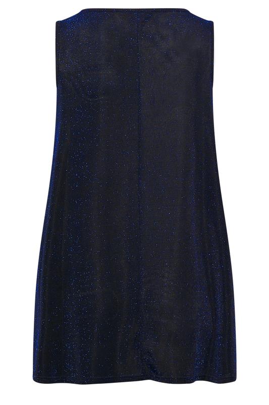 Curve Blue Cut Out Glitter Swing Vest Top | Yours Clothing 7