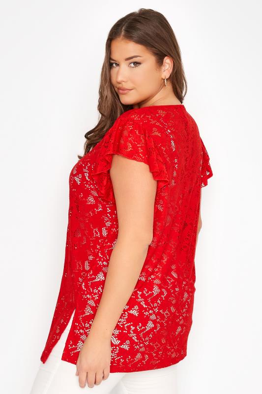 Plus Size Red Floral Lace Top | Yours Clothing 3
