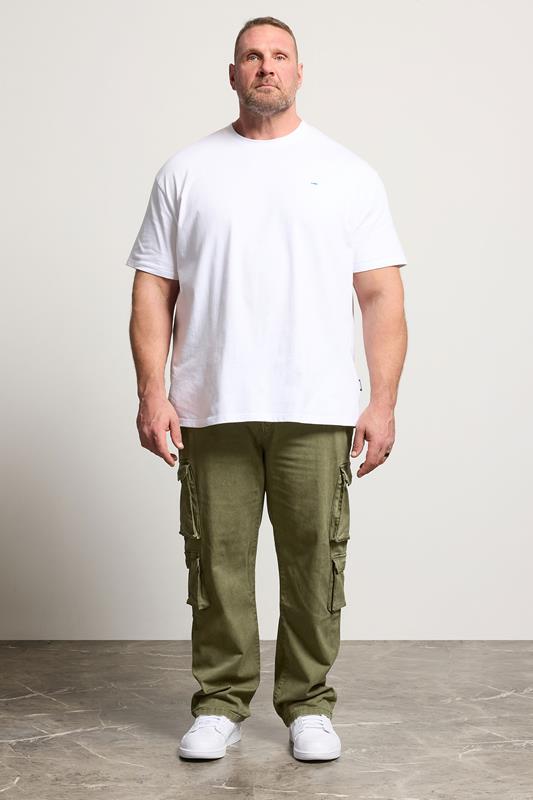 BadRhino Big & Tall Olive Green Acid Wash Double Pocket Cargo Trousers | BadRhino 2