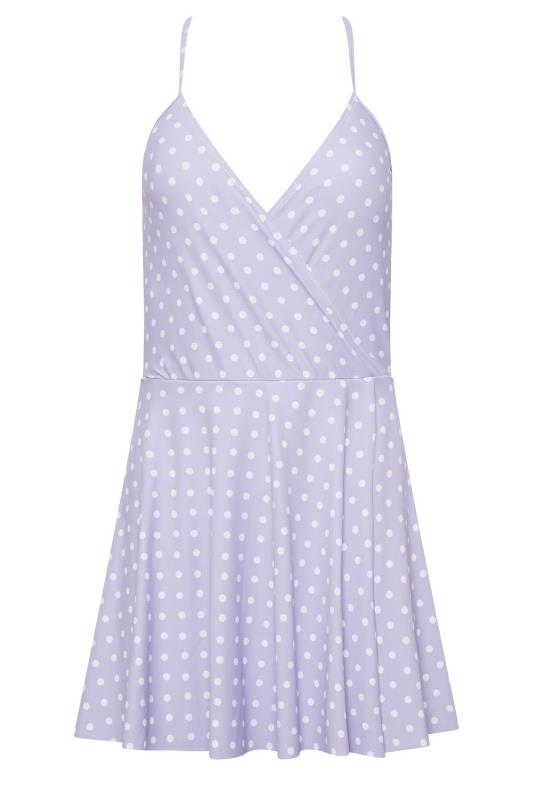 LTS Tall Women's Lilac Purple Spot Swim Dress | Long Tall Sally 6