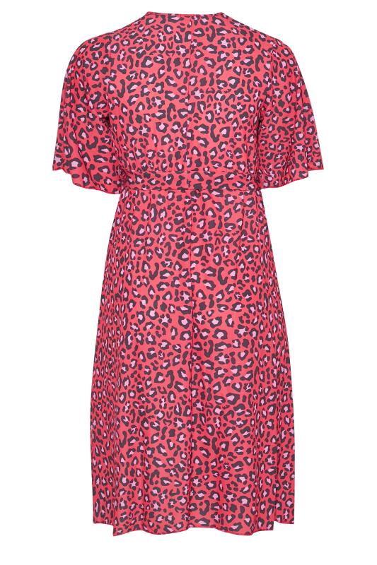 YOURS LONDON Curve Red Leopard Print Midi Wrap Dress 7