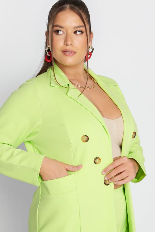 LIMITED COLLECTION Curve Lime Green Button Blazer 5