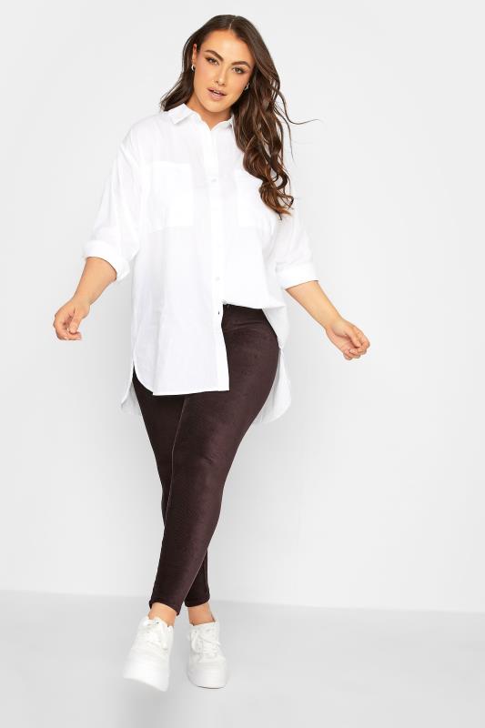 Plus Size Chocolate Brown Cord Leggings | Yours Clothing 4