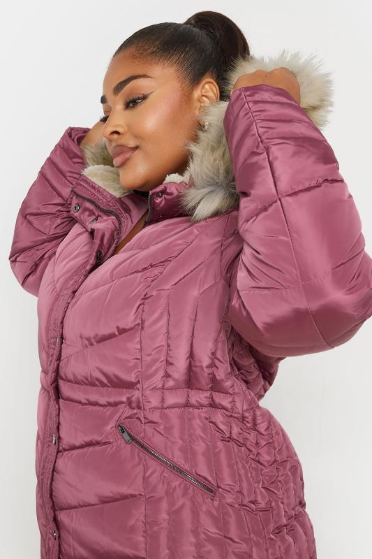 YOURS Plus Size Pink Padded Coat Yours Clothing