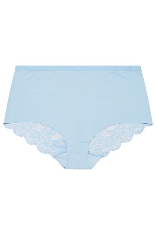 YOURS Curve Light Blue Lace Back High Waisted Knickers | Yours Clothing 4