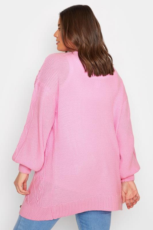 YOURS Plus Size Pink Knitted Buton Through Cardigan | Yours Clothing 3
