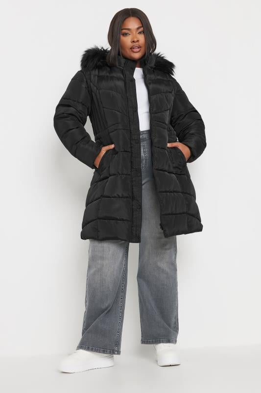 Plus Size  YOURS Curve Black 2 In 1 Midi Padded Coat