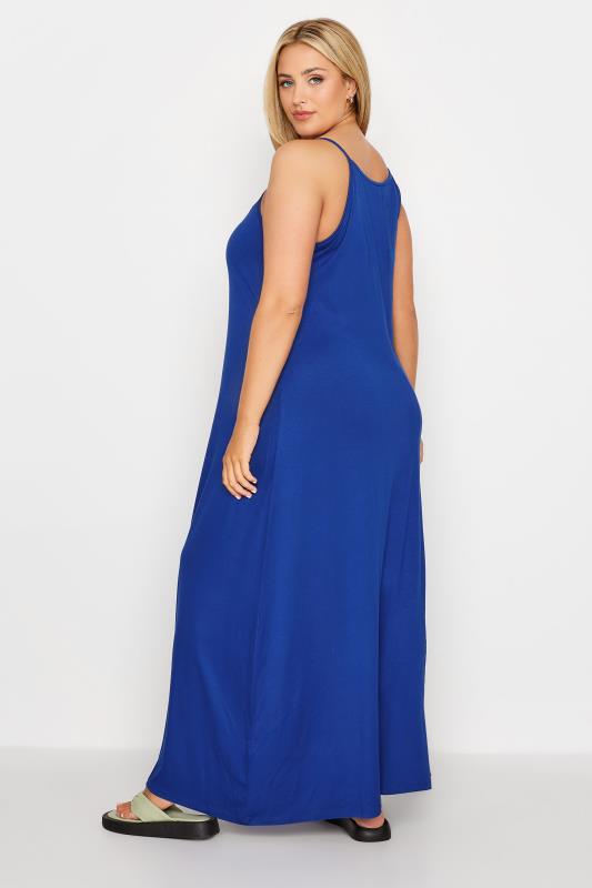 Plus Size Blue Crochet Neckline Sleeveless Maxi Dress | Yours Clothing 3