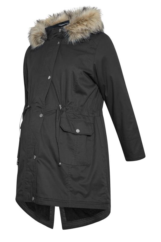 BUMP IT UP MATERNITY Plus Size Curve Black Parka Coat | Yours Clothing  7