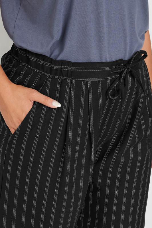 YOURS Plus Size Black Pinstripe Wide Leg Trousers | Yours Clothing  4