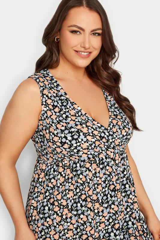 YOURS Plus Size Black Ditsy Print Wrap Midi Dress | Yours Clothing 4