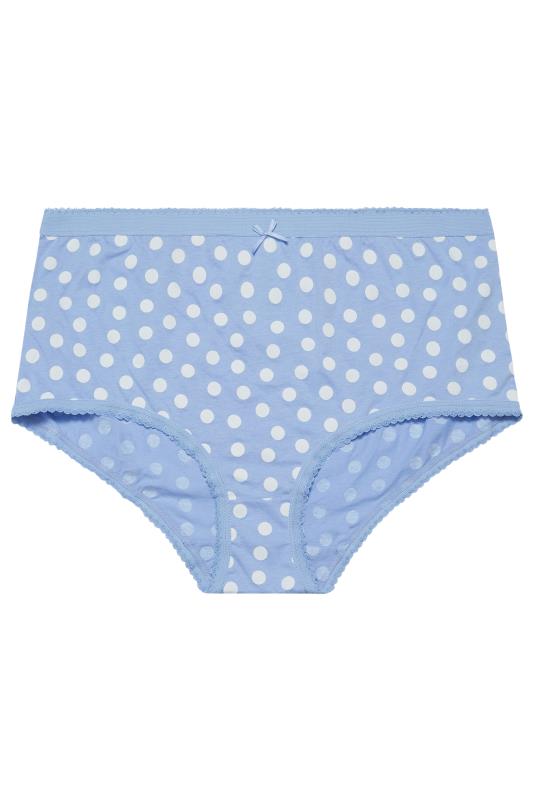 YOURS Plus Size Curve 5 PACK Light Blue Polka Dot Full Briefs | Yours Clothing  8