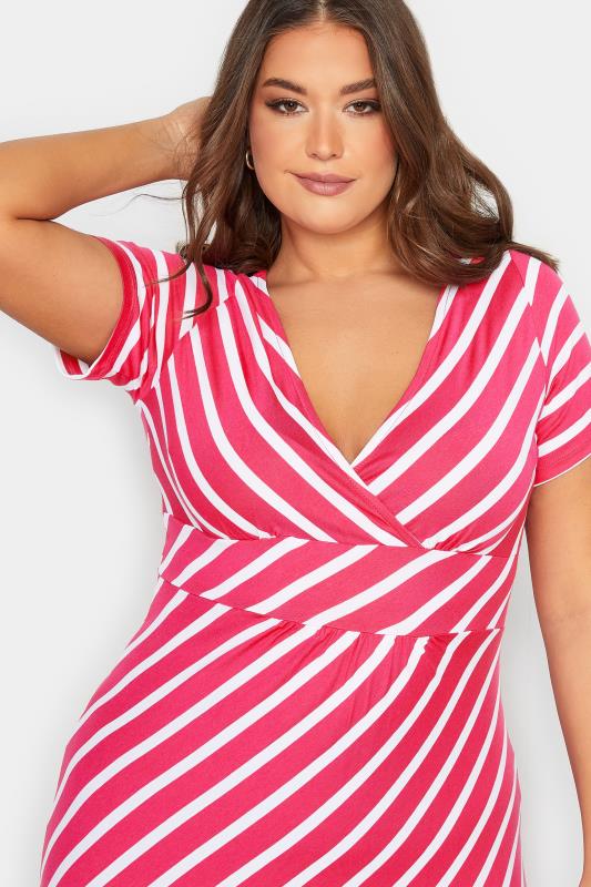 Plus Size Pink Stripe Swing Maxi Dress | Yours Clothing 4