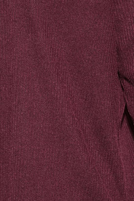 Curve Plus Size Maroon Red Ribbed Cardigan | Yours Clothing 5