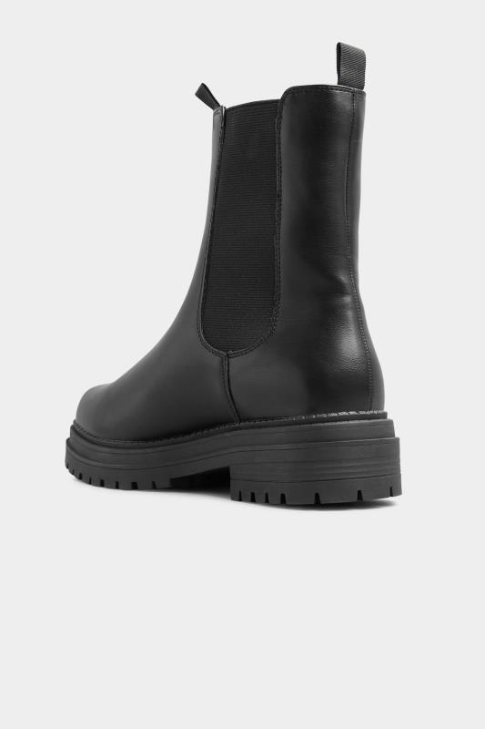 LIMITED COLLECTION Black Leather Look Chunky High Chelsea Boots In Regular Fit 6