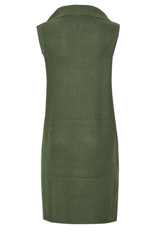 Plus Size Khaki Green Zip Neck Longline Vest Top | Yours Clothing 7