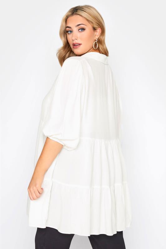 LIMITED COLLECTION Curve White Tiered Smock Tunic Top 3