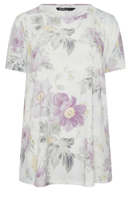 YOURS Curve Plus Size White Floral Print T-Shirt | Yours Clothing  5
