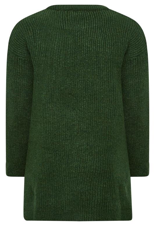YOURS LUXURY Plus Size Green Dipped Hem Jumper | Yours Clothing 8