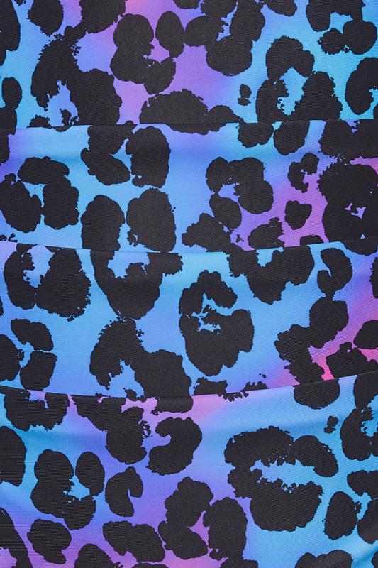 YOURS Plus Size Blue & Pink Ombre Leopard Print Tummy Control Swimsuit 5