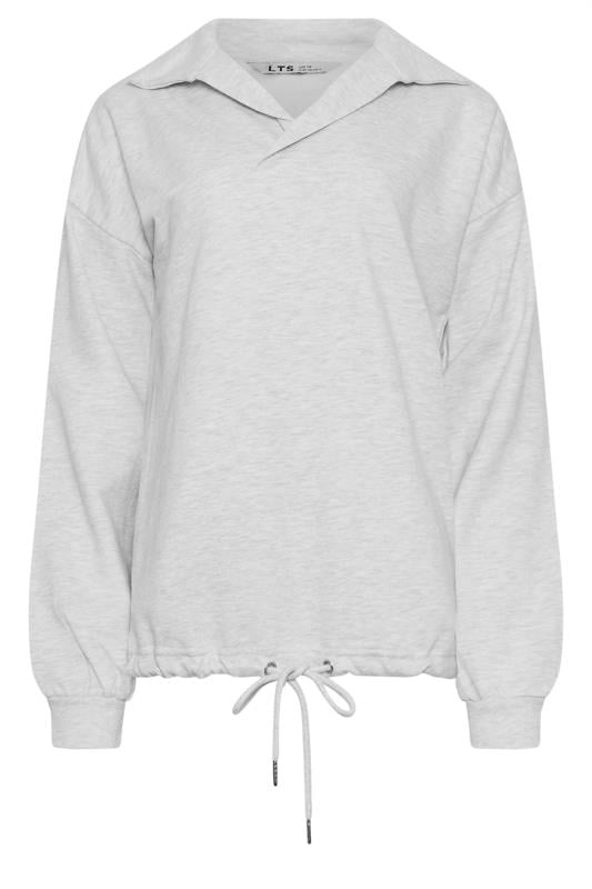 LTS Tall Grey Marl Drawstring Cross Over Sweatshirt | Long Tall Sally 6