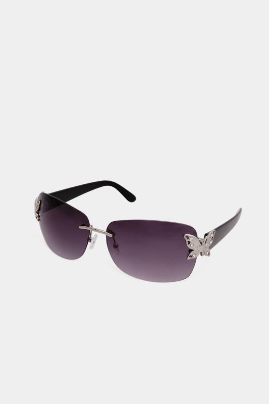 Sunglasses dla puszystych Black Butterfly Frameless Sunglasses