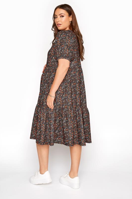 BUMP IT UP MATERNITY Curve Black Floral Tiered Smock Dress 3