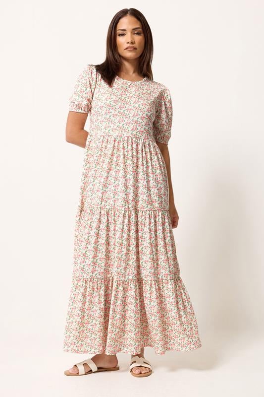 PixieGirl Pink Ditsy Tiered Maxi Dress | PixieGirl 1