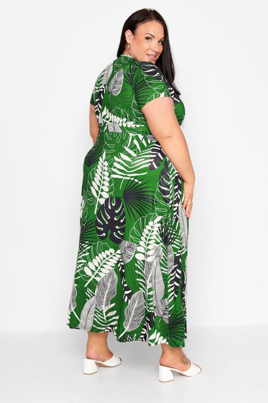 Plus Size Green Tropical Print Wrap Dress | Yours Clothing  3