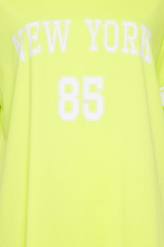 YOURS Curve Plus Size Lime Green 'New York' Slogan Varsity T-Shirt | Yours Clothing  5