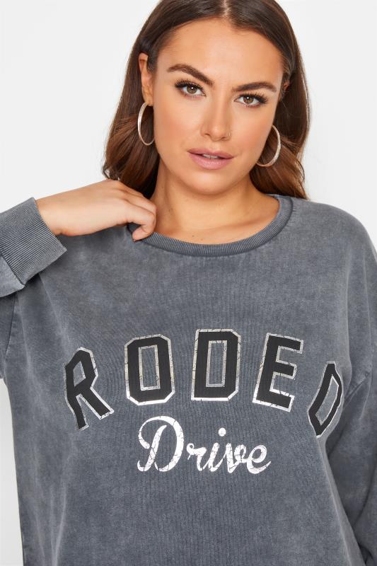 Curve Grey Acid Wash 'Rodeo Drive' Sweatshirt 4