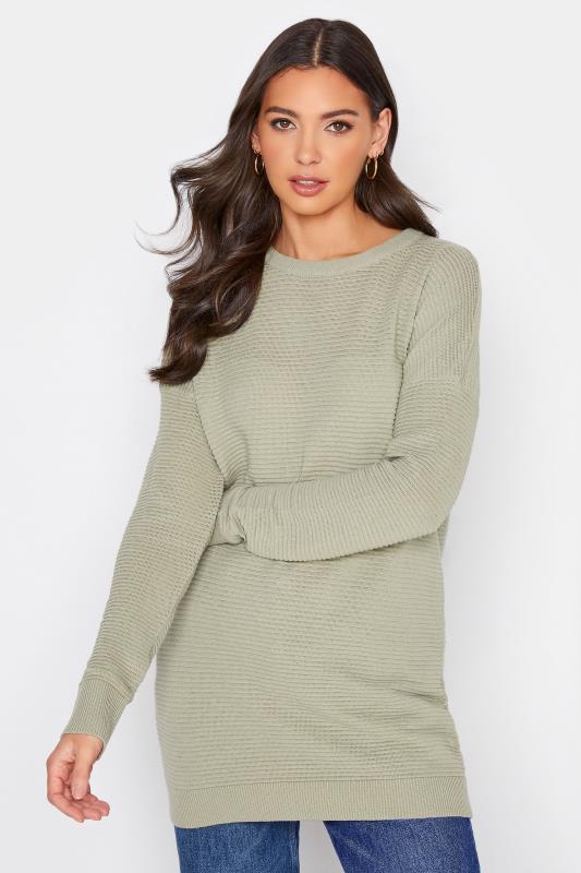 LTS Tall Sage Green Ribbed Knitted Jumper_A.jpg