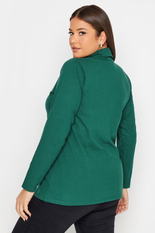 YOURS Plus Size 2 PACK Black & Forest Green Long Sleeve Turtle Neck Tops | Yours Clothing 5