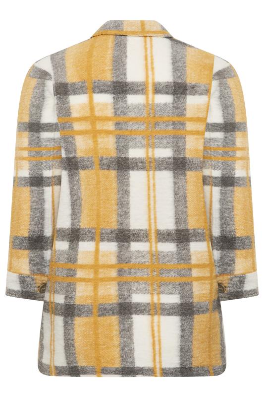 YOURS LUXURY Plus Size Yellow Check Felted Shacket | Yours Clothing 8