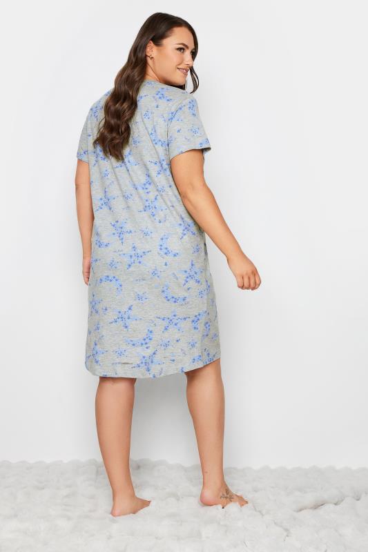 YOURS Curve Grey & Blue Star Print Nightdress | Yours Clothing 3