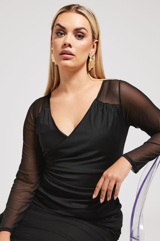 YOURS LONDON Plus Size Black Mesh Top | Yours Clothing 4