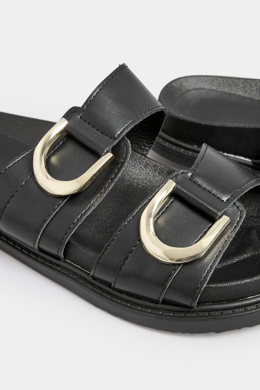 PixieGirl Black Buckle Strap Sandals In Standard D Fit | PixieGirl 6