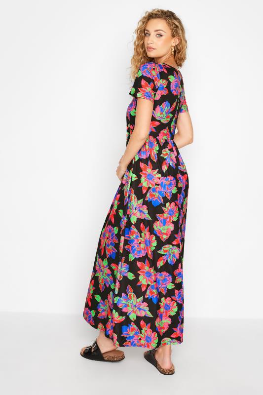 LTS Tall Black Floral Print Smock Maxi Dress 3