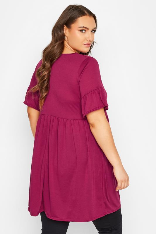 Plus Size Dark Pink Short Sleeve Tunic Dress | Yours Clothing  3