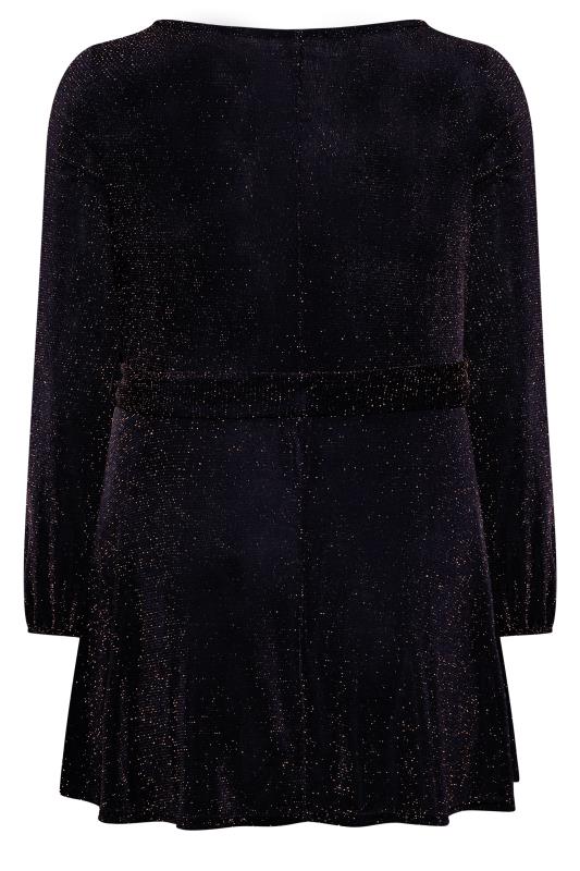 YOURS LONDON Plus Size Navy Blue Glitter Wrap Top | Yours Clothing 7