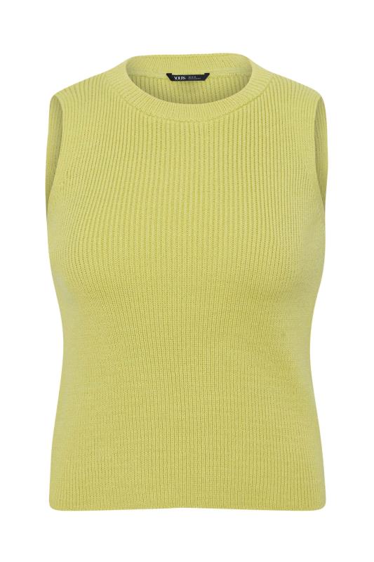 YOURS PETITE Plus Size Lime Green High Neck Knitted Vest Top | Yours Clothing 6