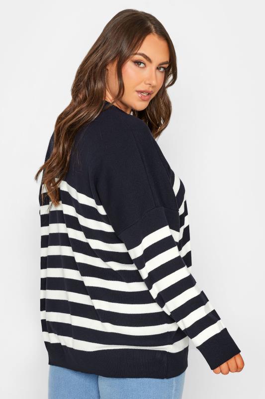YOURS Plus Size Navy Blue Stripe Jumper | Yours Clothing 4