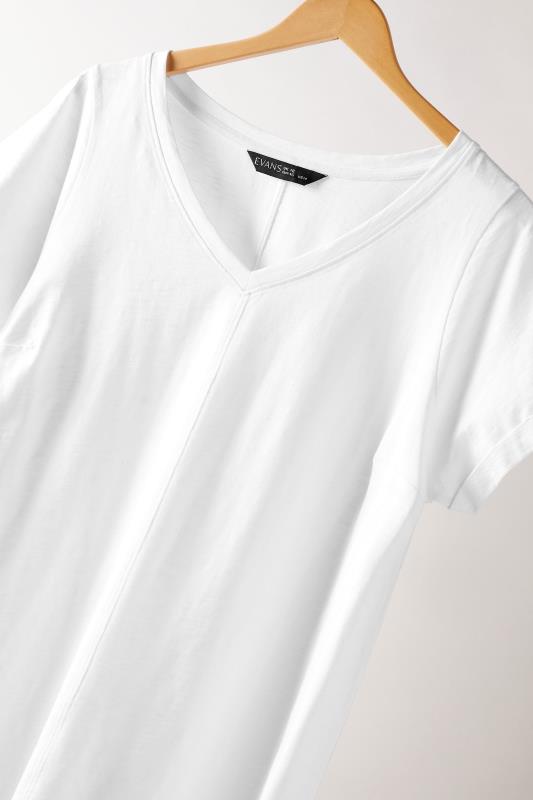 EVANS Plus Size White Pure Cotton T-Shirt | Yours Curve 7