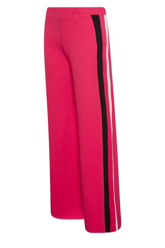 YOURS PETITE Plus Size Pink Side Stripe Wide Leg Trousers | Yours Clothing 4