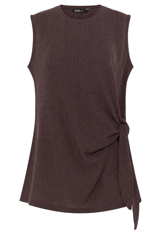 YOURS Plus Size Chocolate Brown Side Knot Vest Top | Yours Clothing 5