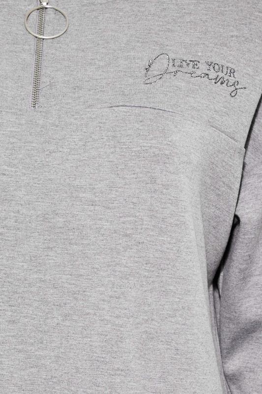 Curve Grey 'Live Your Dreams' Zip Detail Hoodie | Yours Clothing 5