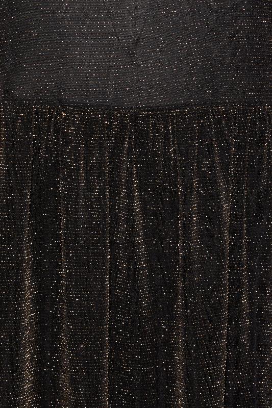 LIMITED COLLECTION Plus Size Black & Gold Glitter Sweetheart Neck Dress | Yours Clothing 5