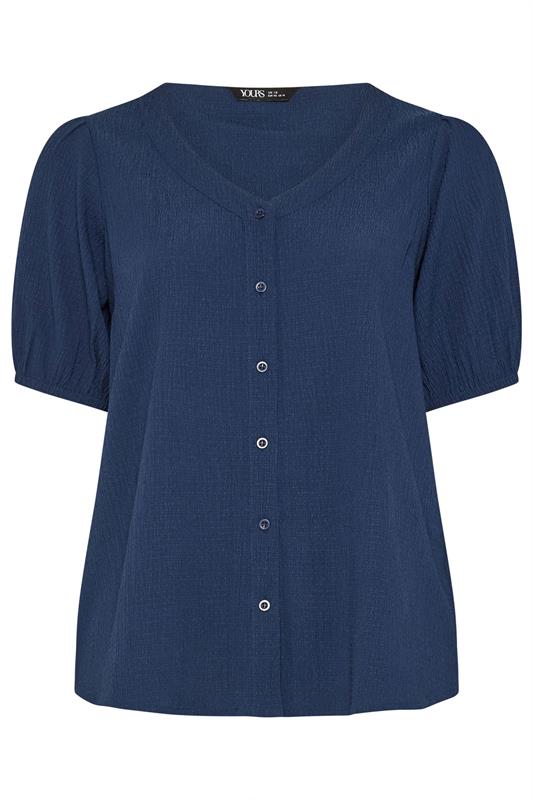 YOURS Plus Size Navy Blue Textured Blouse | Yours Clothing 5