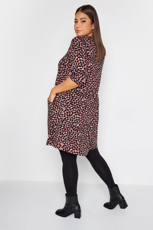 YOURS Plus Size Red Spot Print Drape Pocket Dress | Yours Clothing 3