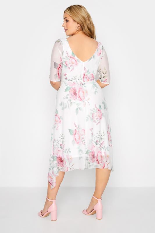 YOURS LONDON Plus Size White Floral Cowl Dress | Yours Clothing 3